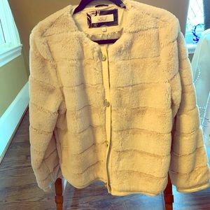 Beige faux fur winter jacket